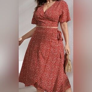 Red Polka Dot Midi Dress